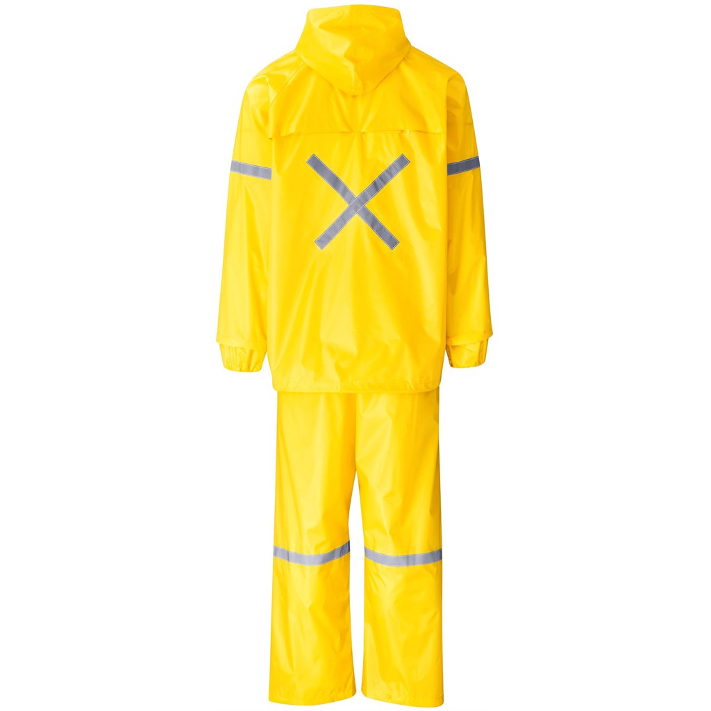 Outdoor Hi-Viz Reflective Polyester/PVC Rainsuit - Yellow - Image 4