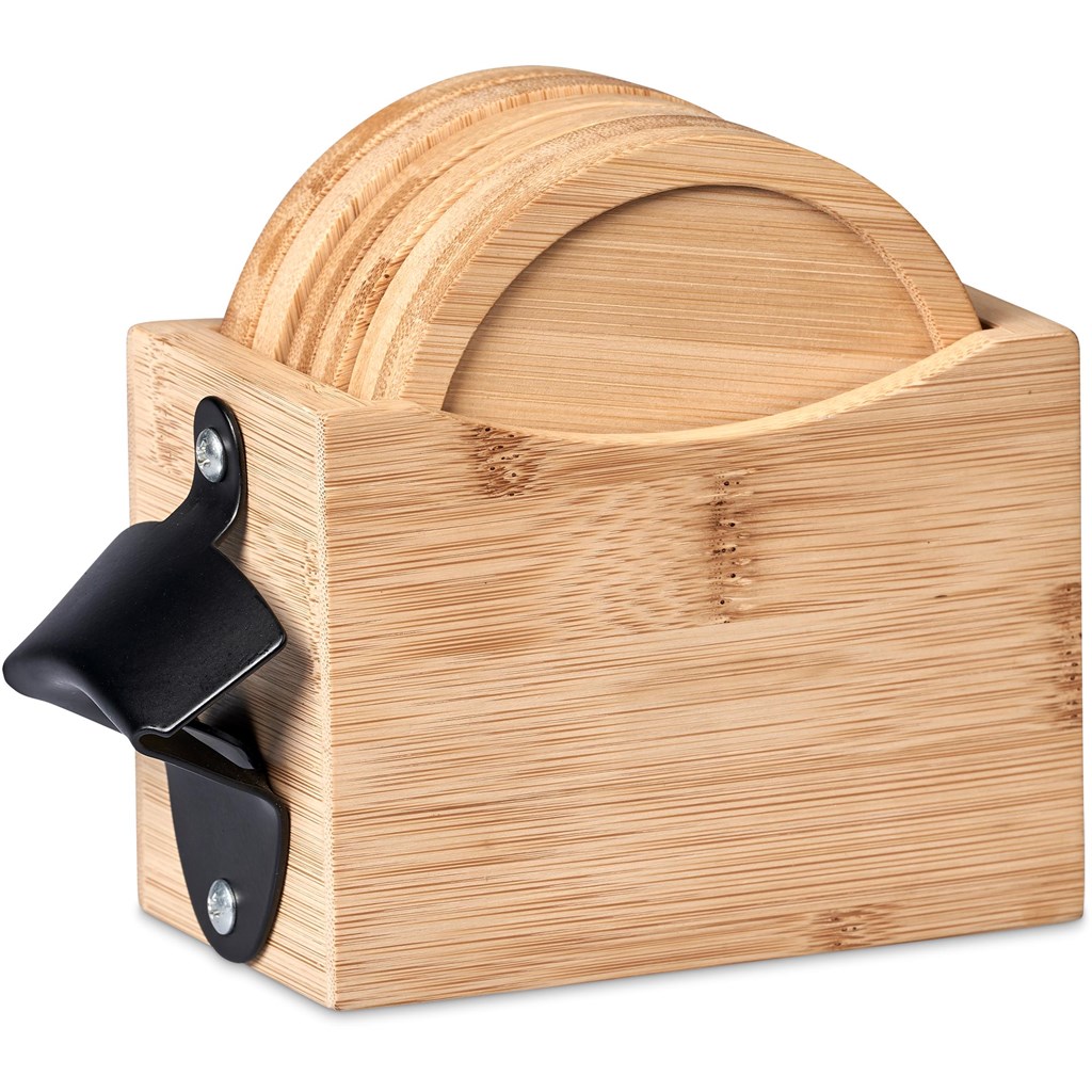 Okiyo Kanpai Bamboo Coaster & Bottle Opener Set - Image 14