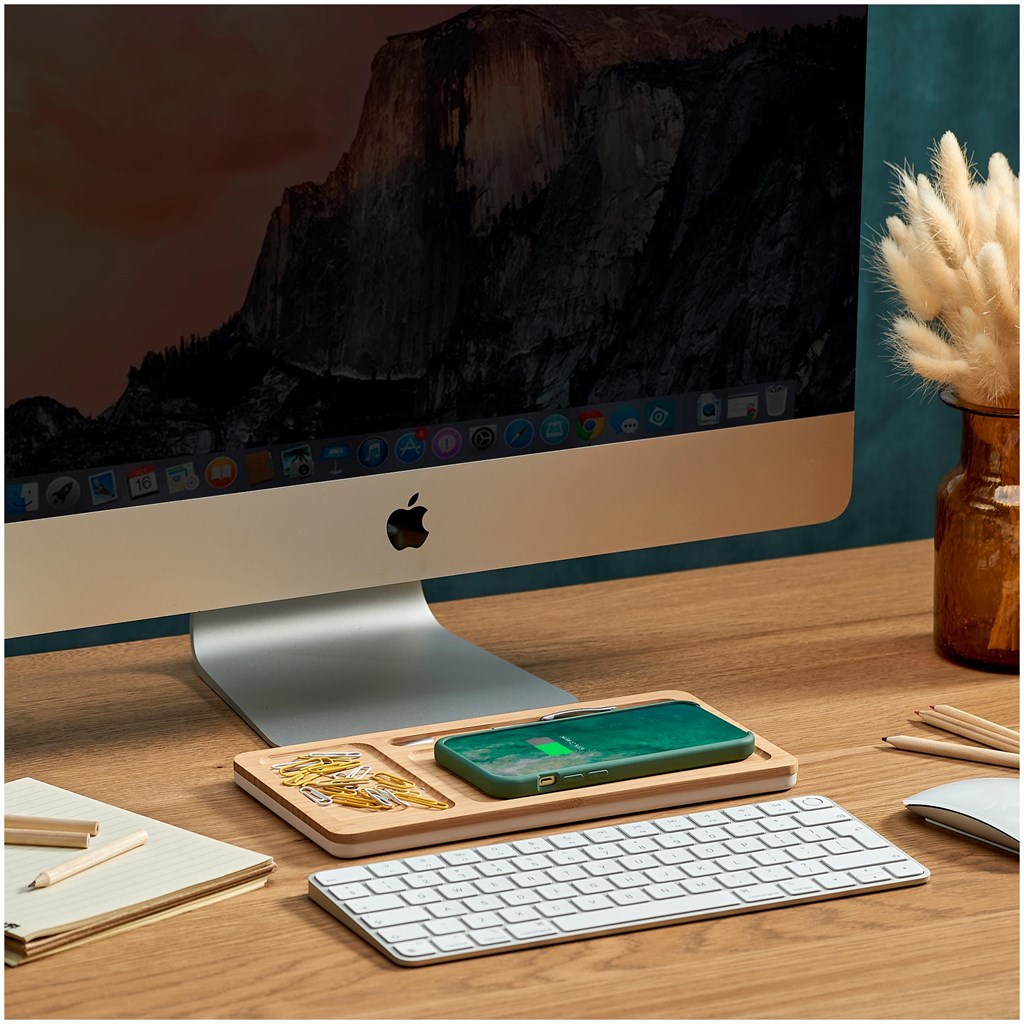 Okiyo Musen Bamboo Wireless Charger Desk Organiser - Image 11