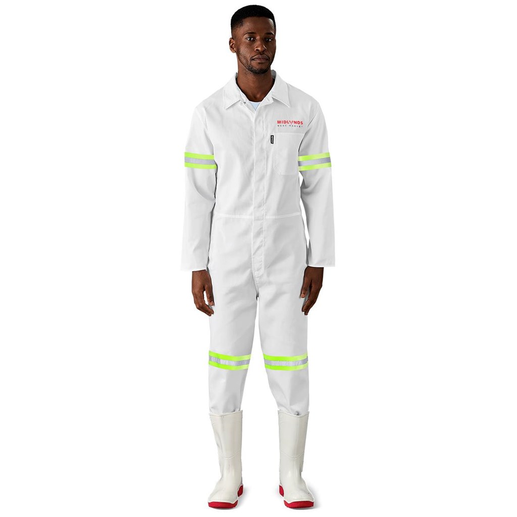 Safety Polycotton Boiler Suit - Reflective Arms Legs & Back - Yellow Tape - Image 4