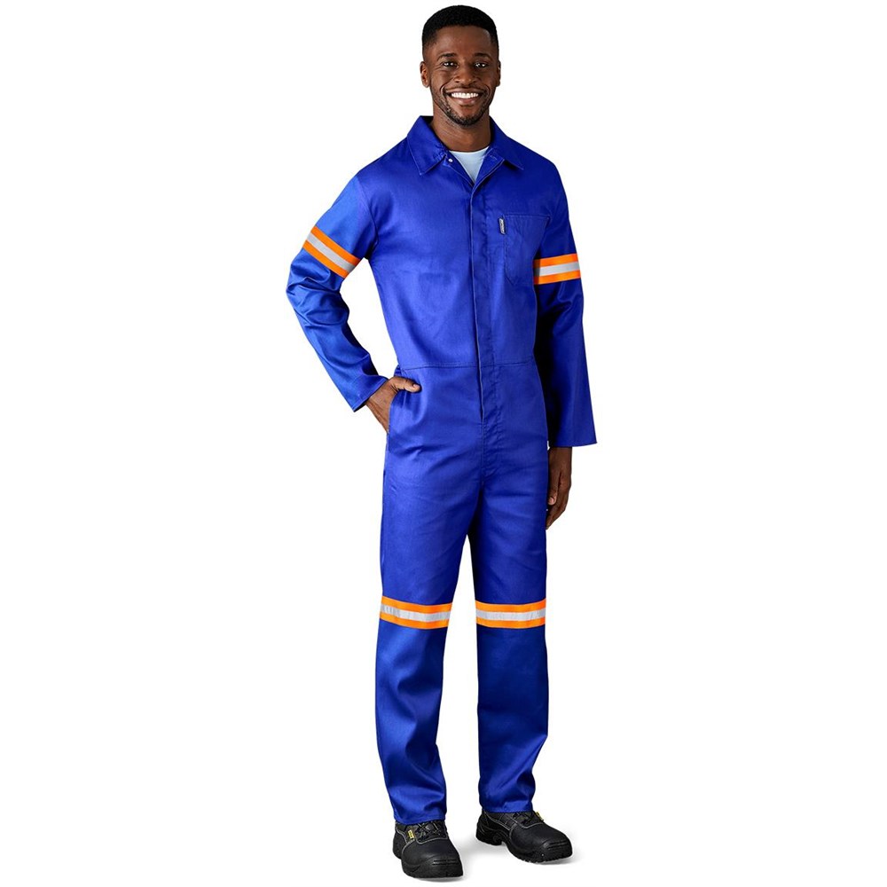 Safety Polycotton Boiler Suit - Reflective Arms & Legs - Orange Tape - Image 4