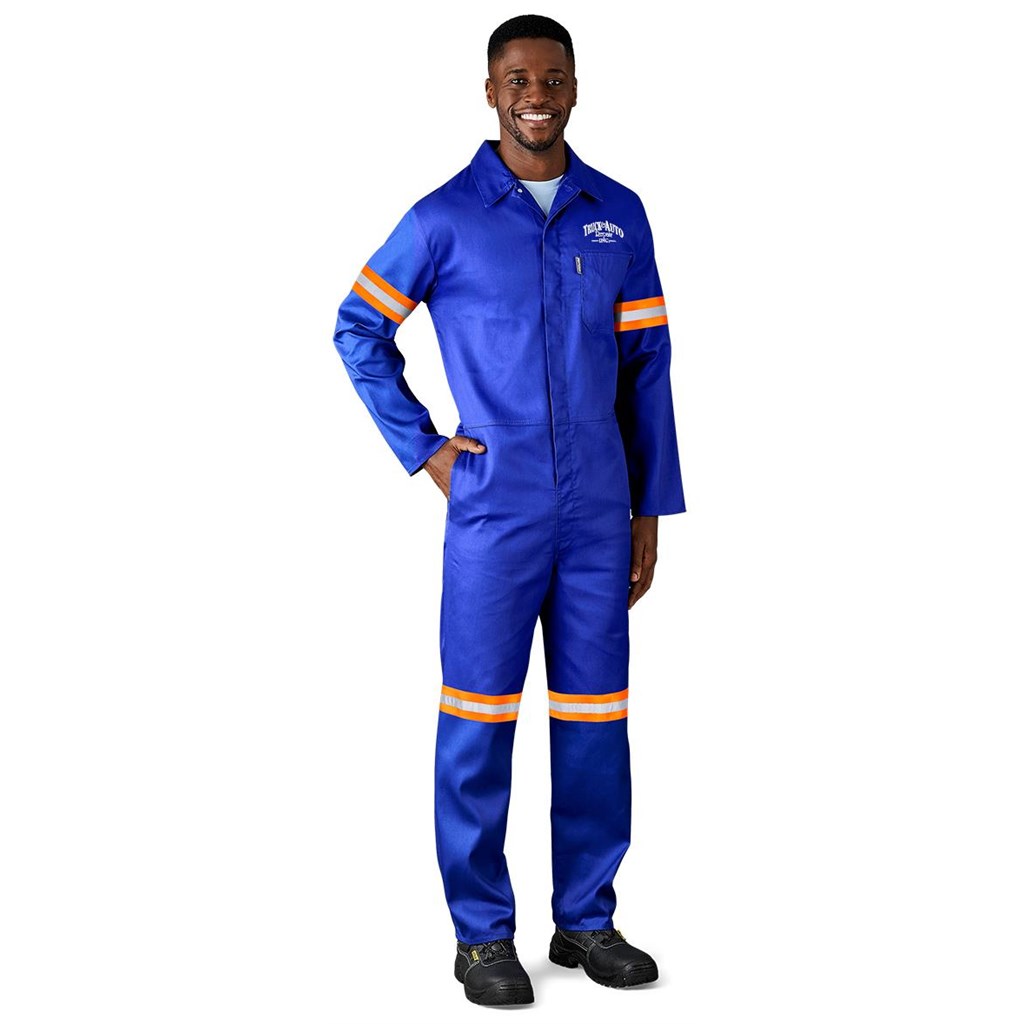 Safety Polycotton Boiler Suit - Reflective Arms Legs & Back - Orange Tape - Image 3