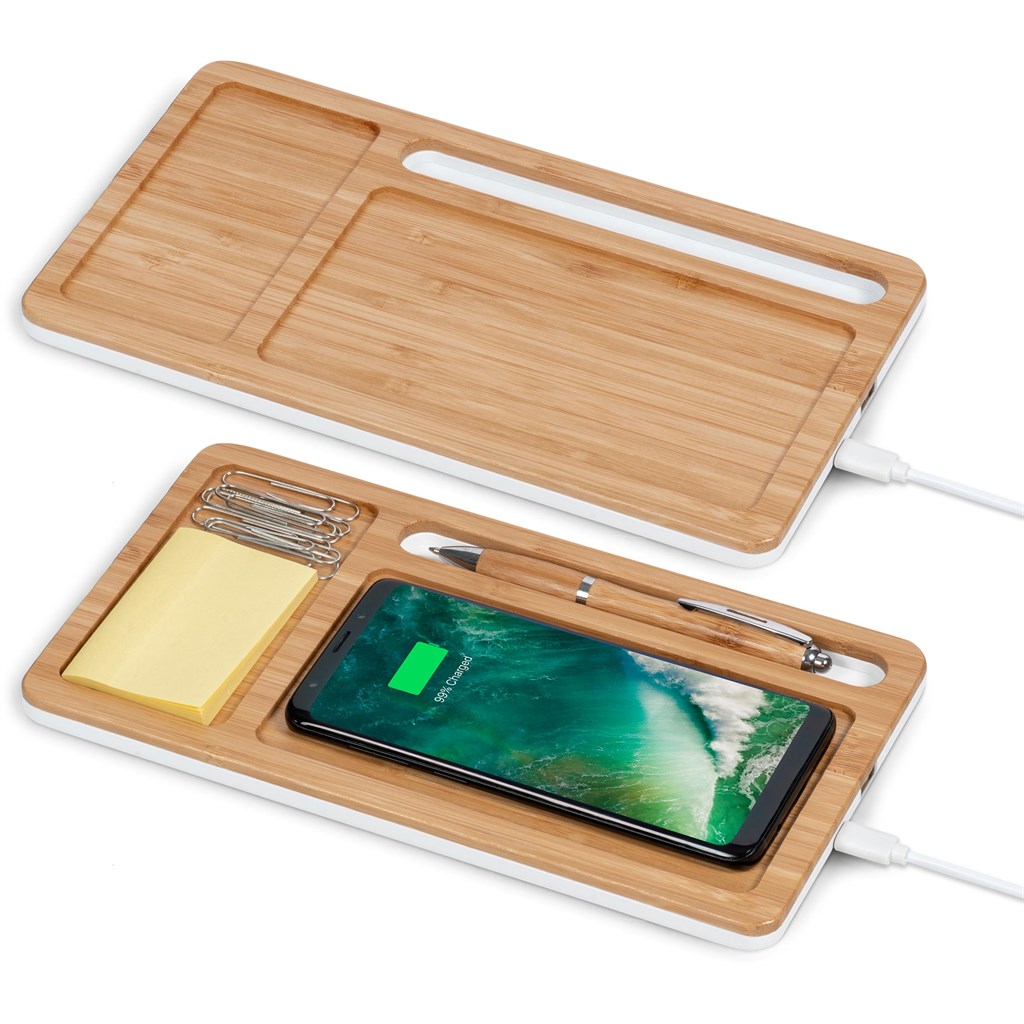 Okiyo Musen Bamboo Wireless Charger Desk Organiser - Image 9