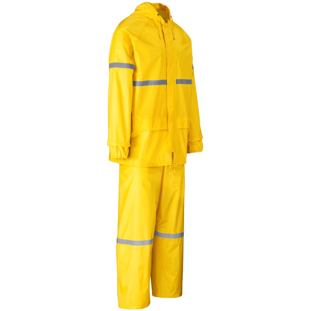 Outdoor Hi-Viz Reflective Polyester/PVC Rainsuit - Yellow - Image 5