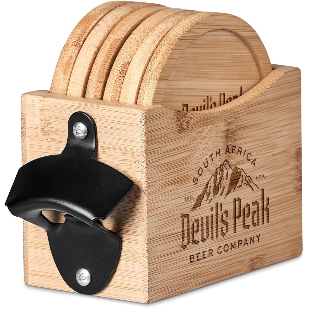 Okiyo Kanpai Bamboo Coaster & Bottle Opener Set - Image 13
